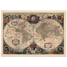 Hendrik Hondius World Map 1630 | Antique Vintage Map Wall Art