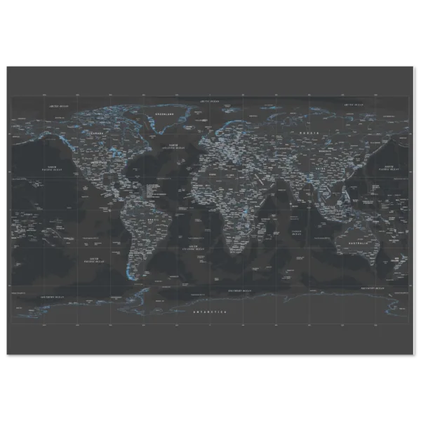 Black Ice World Map | Detailed Political & Physical Map