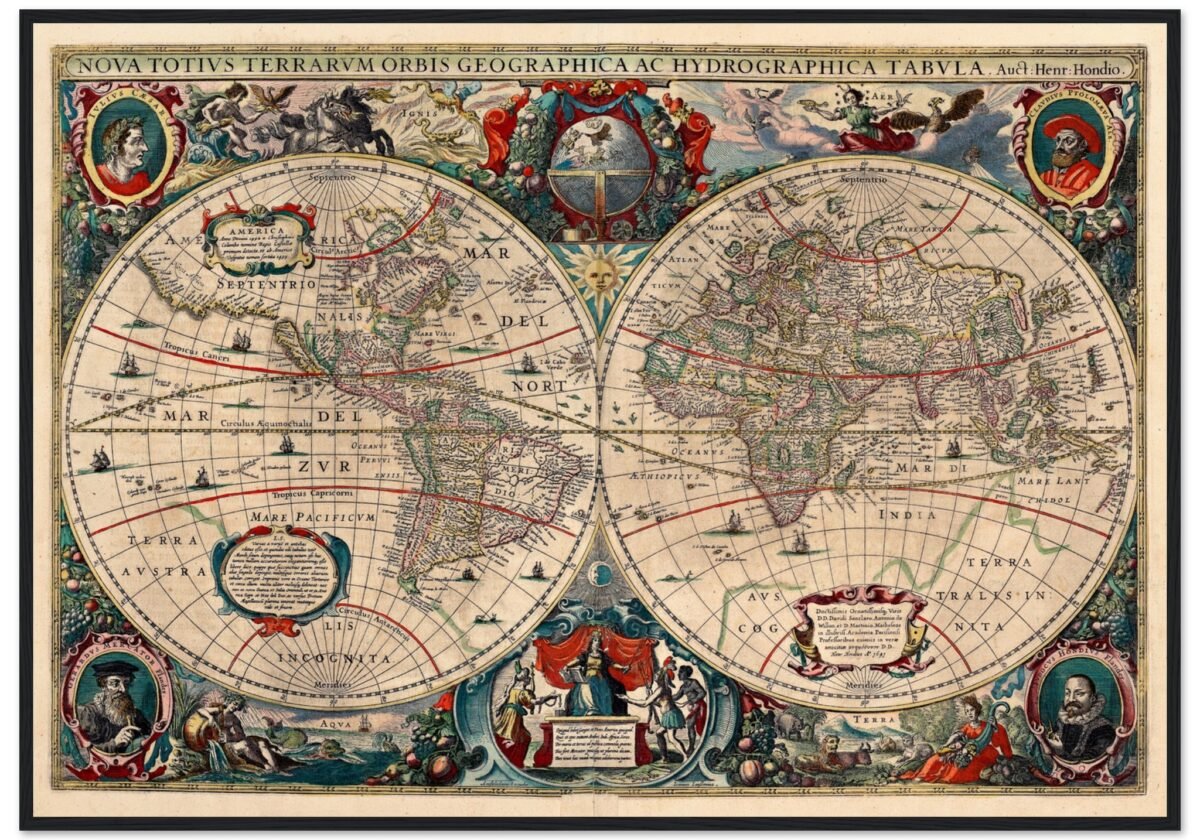 Hendrik Hondius World Map 1630 | Antique Vintage Map Wall Art