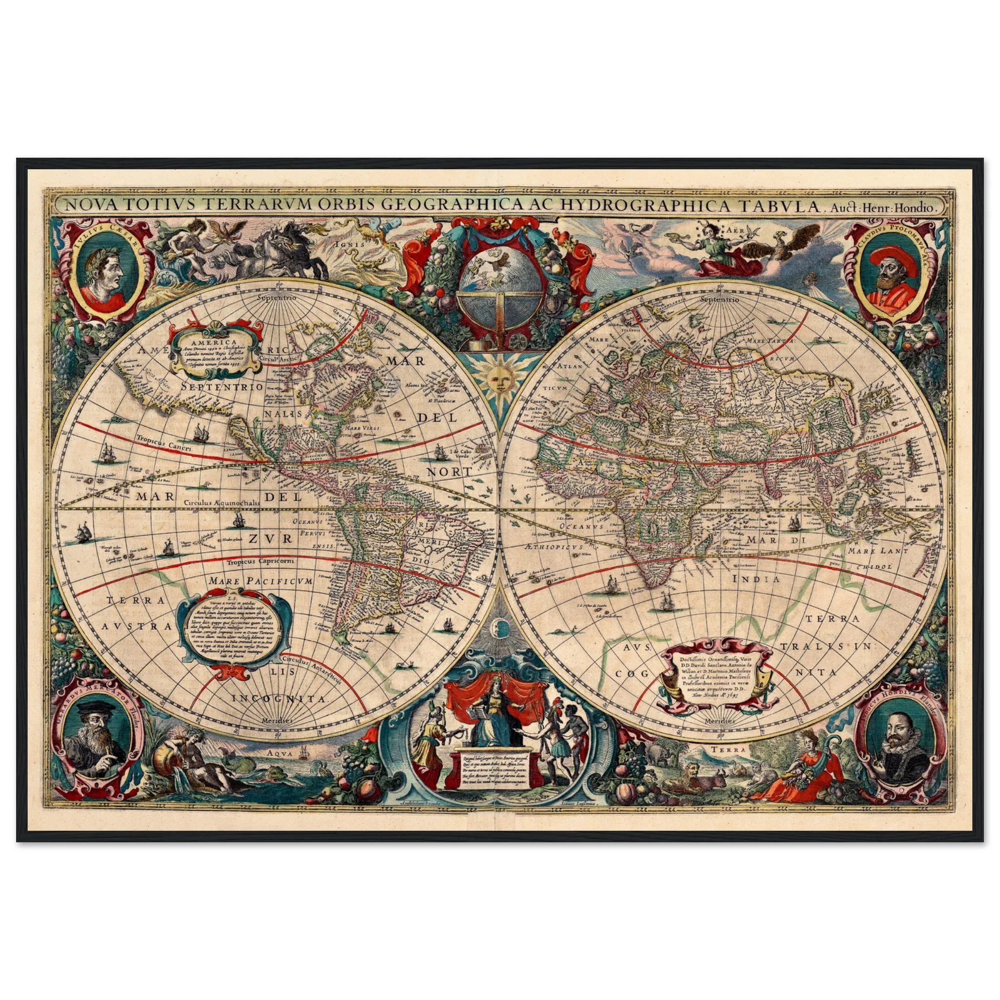 Hendrik Hondius World Map 1630 | Antique Vintage Map Wall Art