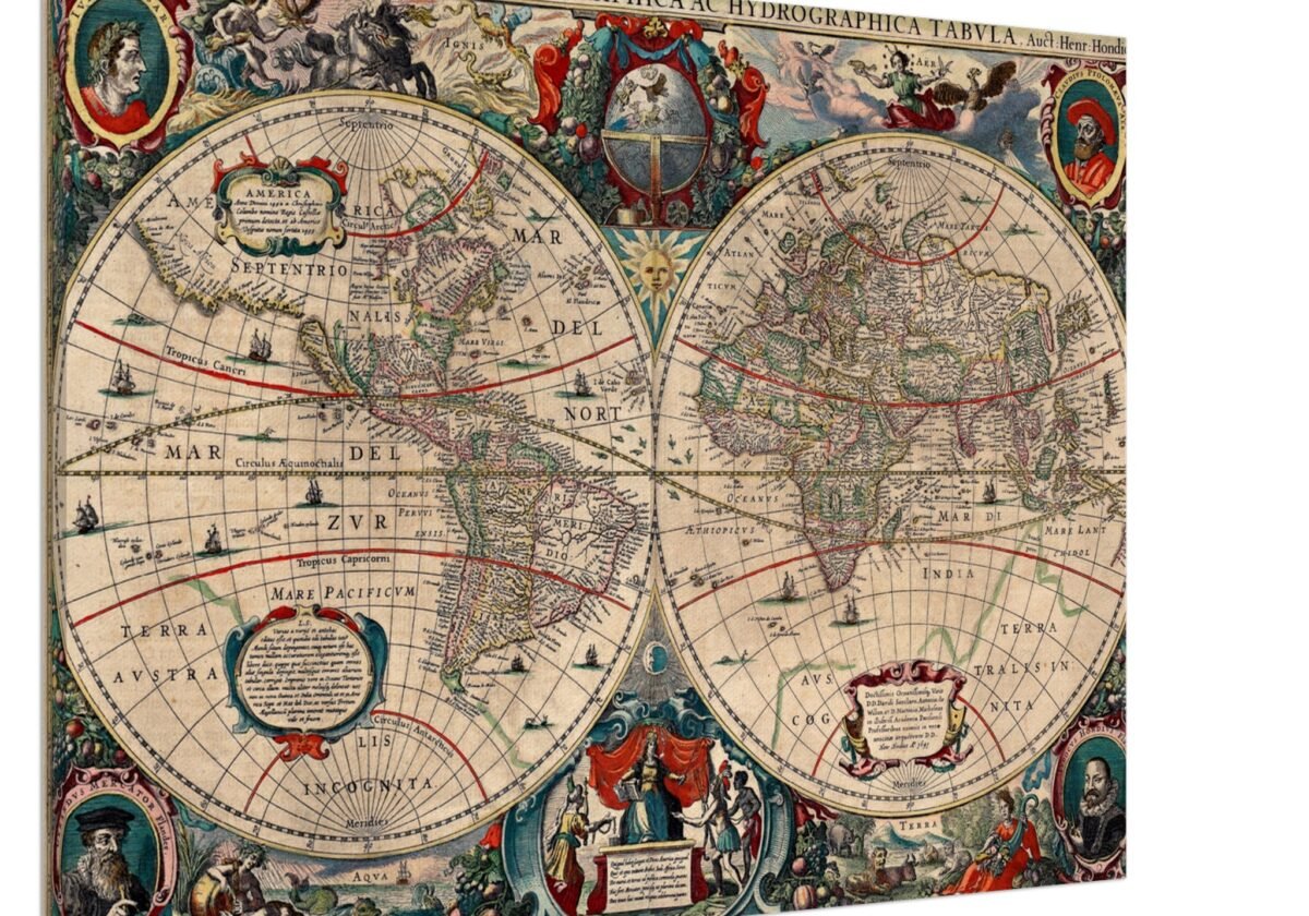Hendrik Hondius World Map 1630 | Antique Vintage Map Wall Art Hendrik Hondius World Map 1630 | Antique Vintage Map Wall Art