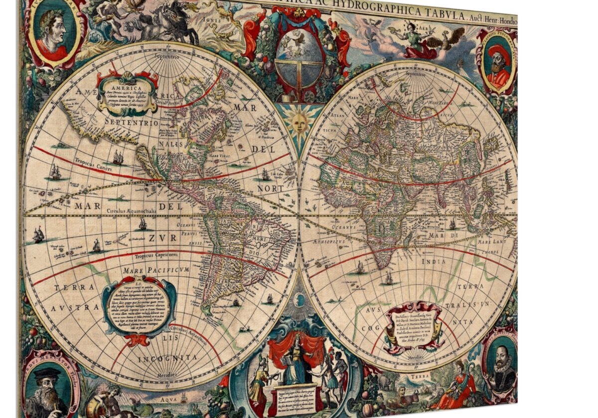 Hendrik Hondius World Map 1630 | Antique Vintage Map Wall Art Hendrik Hondius World Map 1630 | Antique Vintage Map Wall Art