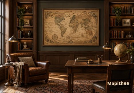 Library With a Vintage Map