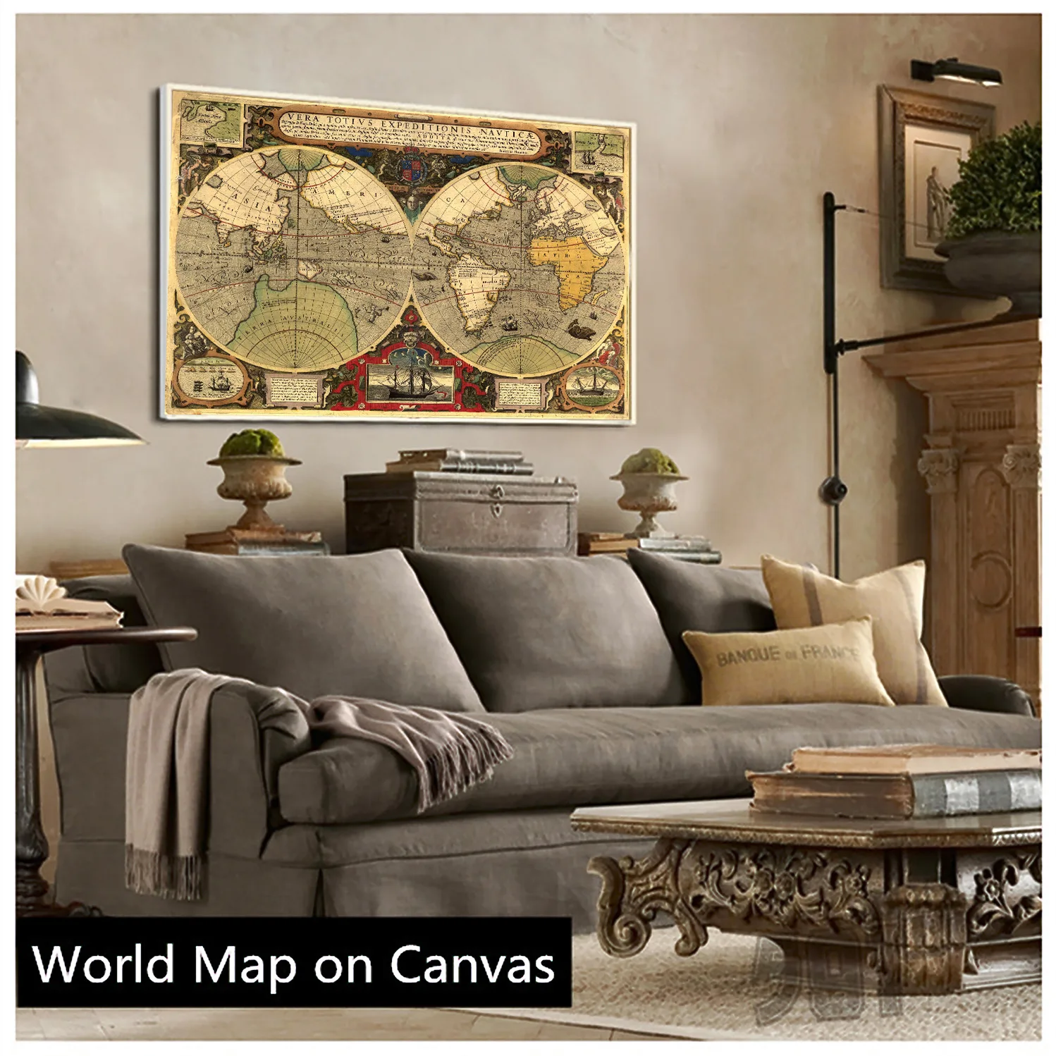 world map on canvas
